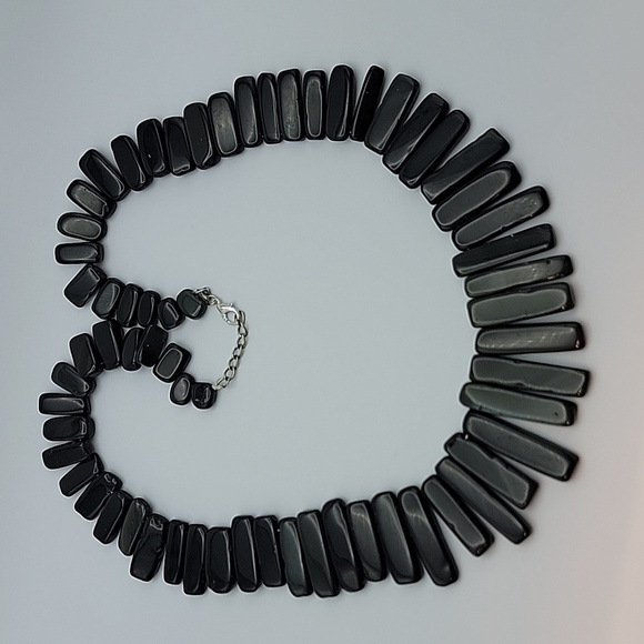 Black Slab Spinel Strand 650 Cts Beaded Bib Gemstone Necklace Crystal Bead - Picture 5 of 8